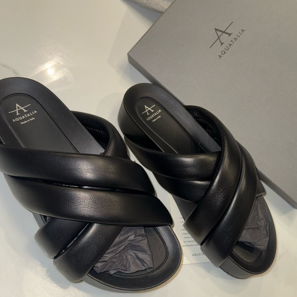 Aquatalia Black Platform Slide Sandals - Picture 3 of 9